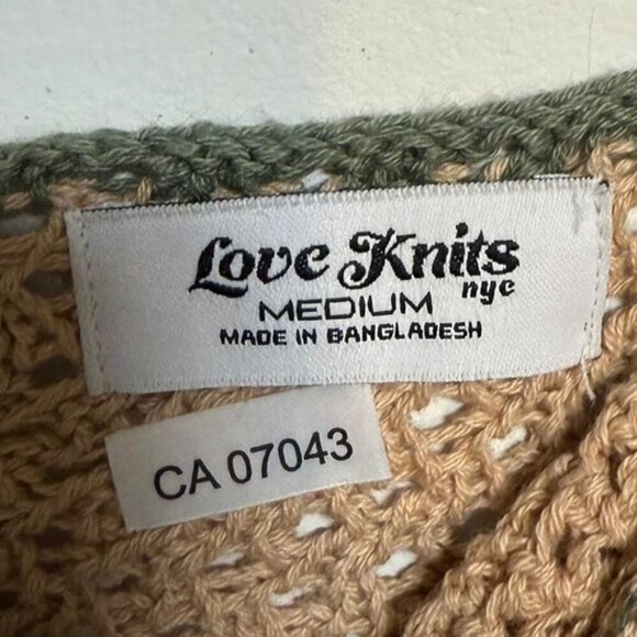 Love Knits Crochet Crop Top Beige with Green Trim – Size M - Picture 6 of 8